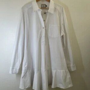 TUCKERNUCK Womens Shirt Dress XXL White Callahan Quiet Luxury Coastal